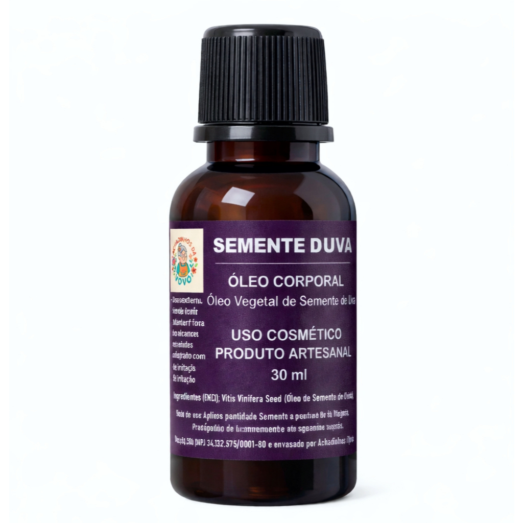 🟣 SEMENTE DE UVA (PURO) Óleo Corporal Semente de Uva 30ml | Óleo Vegetal Puro | Uso Cosmético | Produto Artesanal