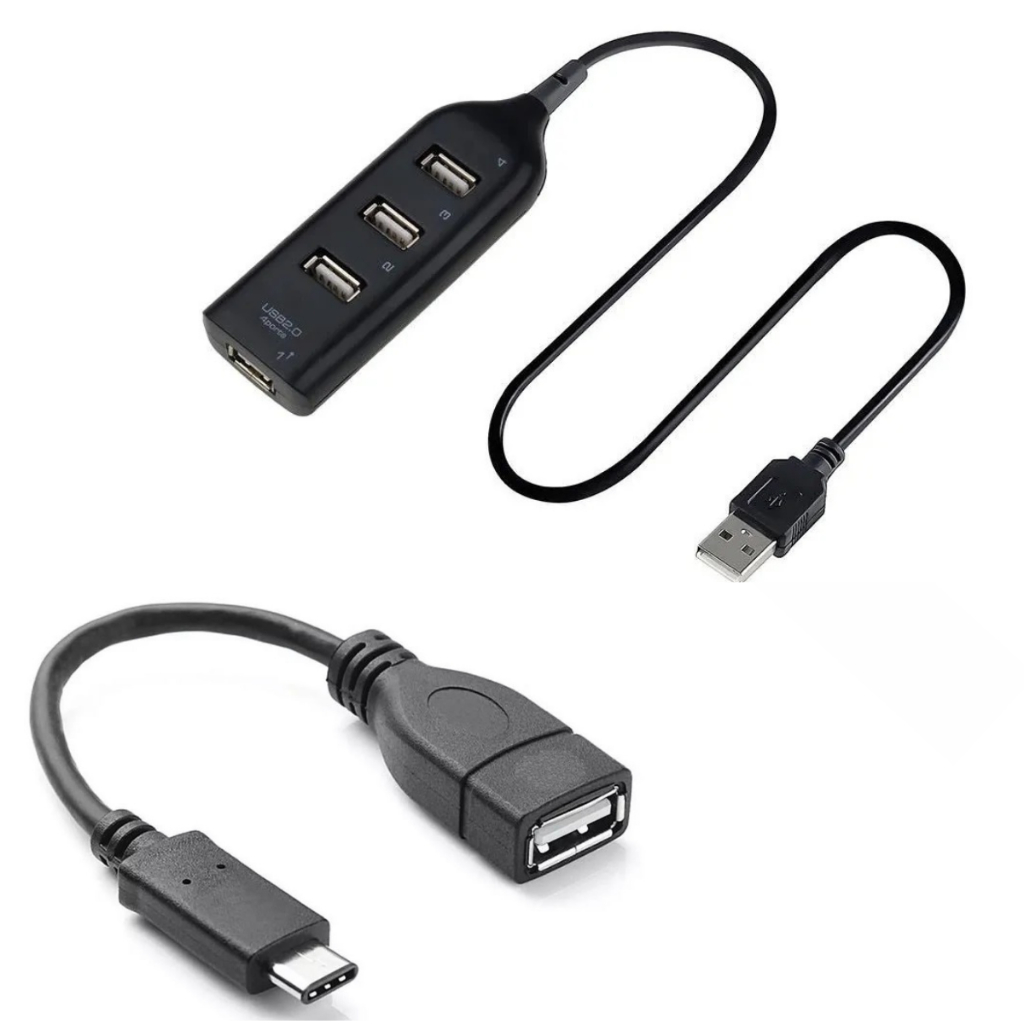 Kit Mobilador Hub USB 4 Portas + Cabo Adaptador OTG Usb Tipo-C Para Celular Tablet Notebook