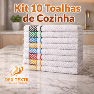 Kit 10 Panos de Prato/Copa Jacquard Premium 100% Algodão Atoalhada Felpuda Grande Toalha de Cozinha em Oferta na Shopee