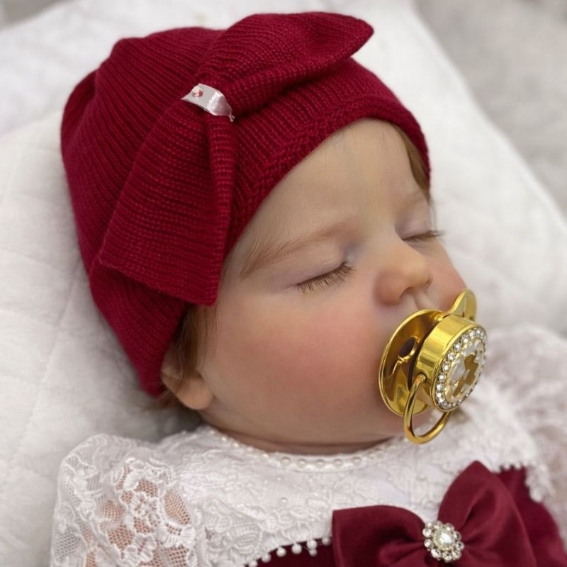 Touca para bebe RN de trico com Nome personalizado