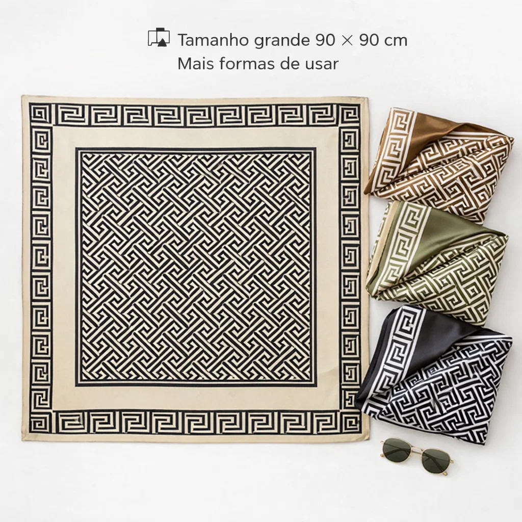 Lenço Feminino de Seda 90x90 - Presente Sofisticado para Mulher Exigente Envio Imediato