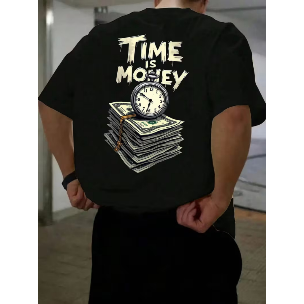 Camiseta Masculina Streetwear Camisa Blusa Estilosa Moderna Time is Money