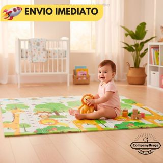 Tapete Tatame Infantil XPE 200x180cm Bebê Dupla Face Dobrável Impermeável em Oferta na Shopee