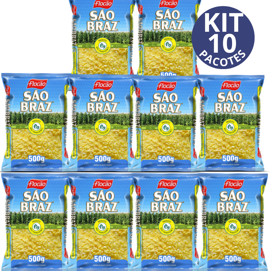 Kit com 10 Unidades Cuscuz São Braz 500g  Flocão de Milho Não Transgênico  Nordestino Preparo Facil