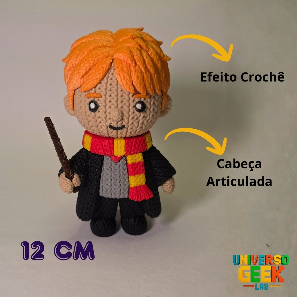 Boneco Espirado Ron Weasley Estilo Crochê 12cm Bruxo Filme Harry Potter Action Figure Rony