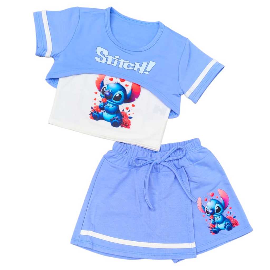 Comjunto Infantil - Roupa de Menina + Saia Sort Confortavel em Oferta na Shopee