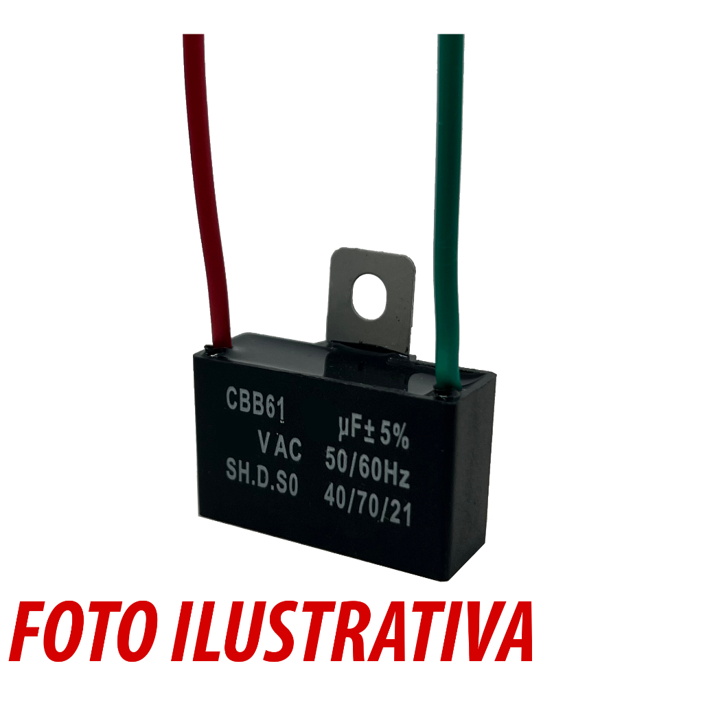 CAPACITOR POLIPROPILENO CBB61 50/60HZ 450V.AC OU 250V.AC ESPECIAL PARA VENTILADORES em Oferta na Shopee