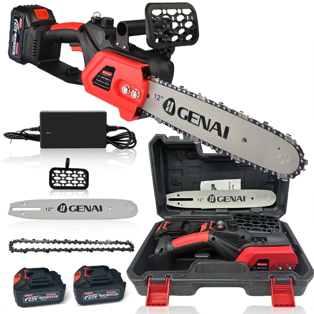 Motosserra Elétrica 1200W 12" c/ 2 Baterias 21V - Sabre 30cm, Poderosa e Portátil em Oferta na Shopee