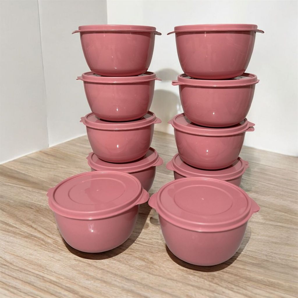 Kit 10 Potes Rosa Multiuso 500ml Boll Redondo Tapoer Cozinha