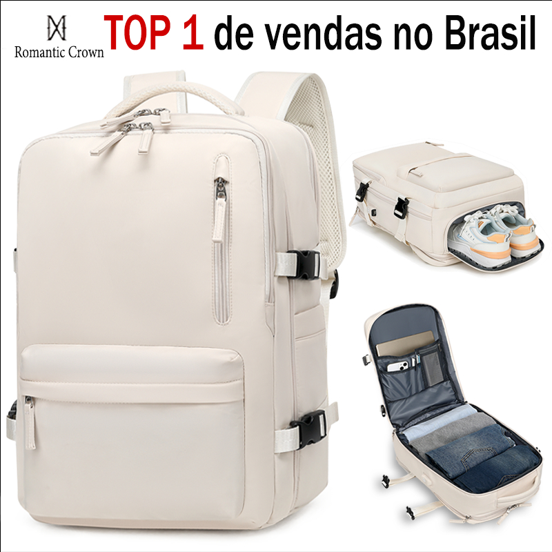 Mochila De Viagem Feminina Multifuncional Impermeável Reforçada Expansível para Trilha Esportiva Expansível 30-45L