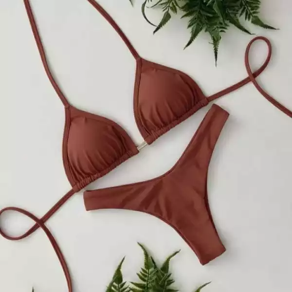 Biquíni Poliamida Conjunto Top Cortininha Calcinha Asa Delta Fio Duplo com Bojo Removível moda verão tendencia 2026