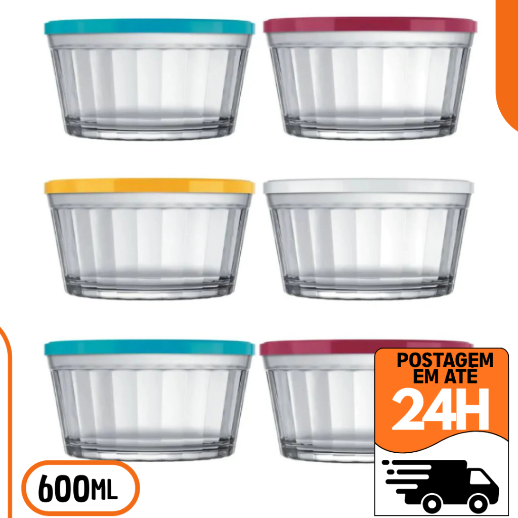 Kit 4 Tigelas de Vidro Nadir 600ml com Tampa – Resistentes, Versáteis e Práticas em Oferta na Shopee