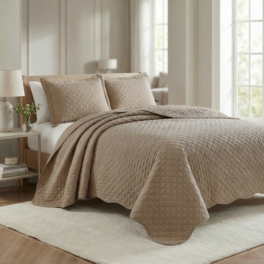 Kit Cobre Leito Colcha King 3 Peças  Porta Travesseiro Luxo