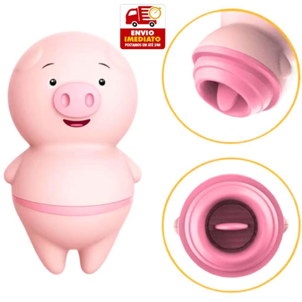 Vibrador Feminino Porquinho com Estimulador de Língua e 6 Modos de Vibração em Oferta na Shopee