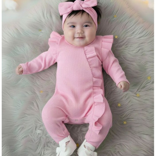 Macacão Bebê Menina Qualidade Premium Tecido Extra Macio Manga Longa RN 3 meses 6 meses 9 meses em Oferta na Shopee