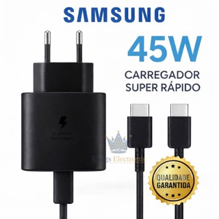 Carregador Samsung 45W Turbo Tipo C + Cabo USB-C | Carregamento Super Rápido em Oferta na Shopee