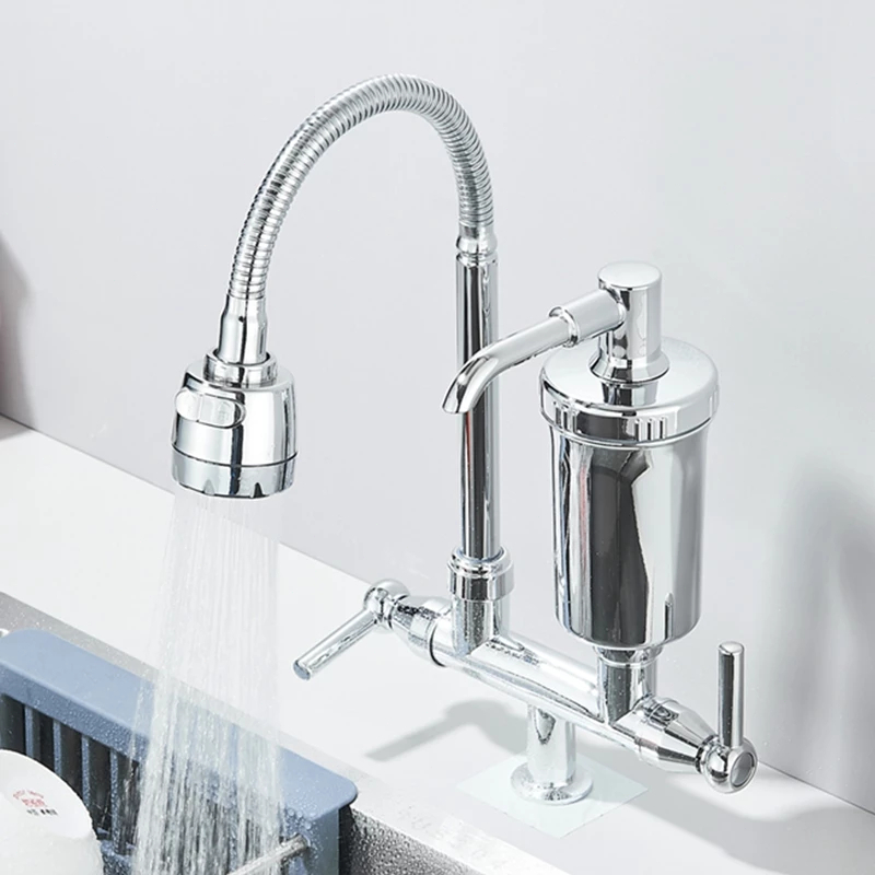 Torneira Com Filtro Gourmet De Bancada Flexivel Metal Inox  1/4 De Volta em Oferta na Shopee