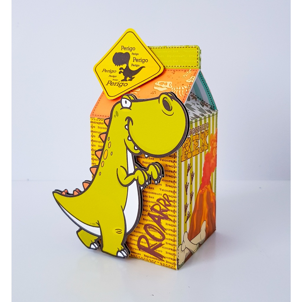 Caixa Milk Dinossauro 1 - Lembrancinha Aniversário Infantil Personalizada 20 unidades