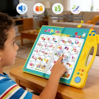 Livro Interativo com Som Infantil Bilíngue Português Inglês Multi Temas Toque Educativo Aprendizagem em Oferta na Shopee