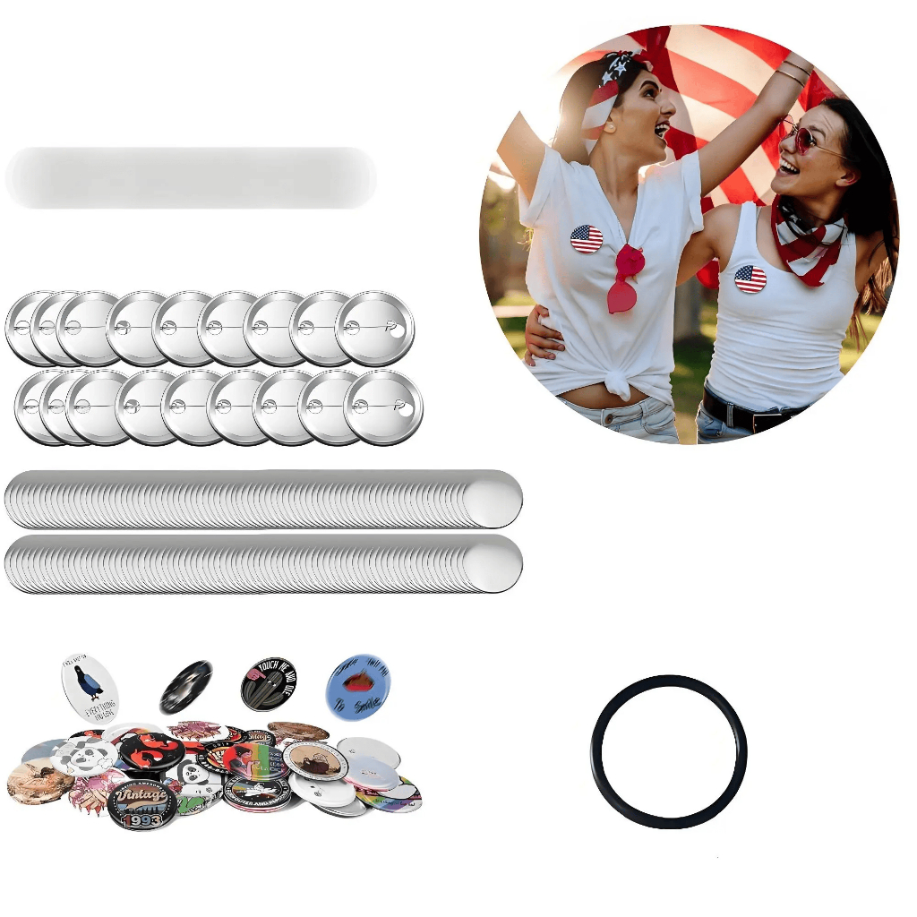 32mm/44mm/58mm Branco Pins E Bottons 100 Kits Para Mecolour Máquina De Button, Con cubierta trasera de carcasa