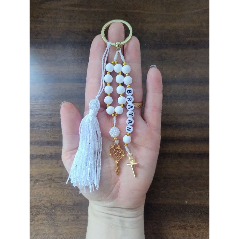 chaveiro terço Personalizado 1 nome em Oferta na Shopee