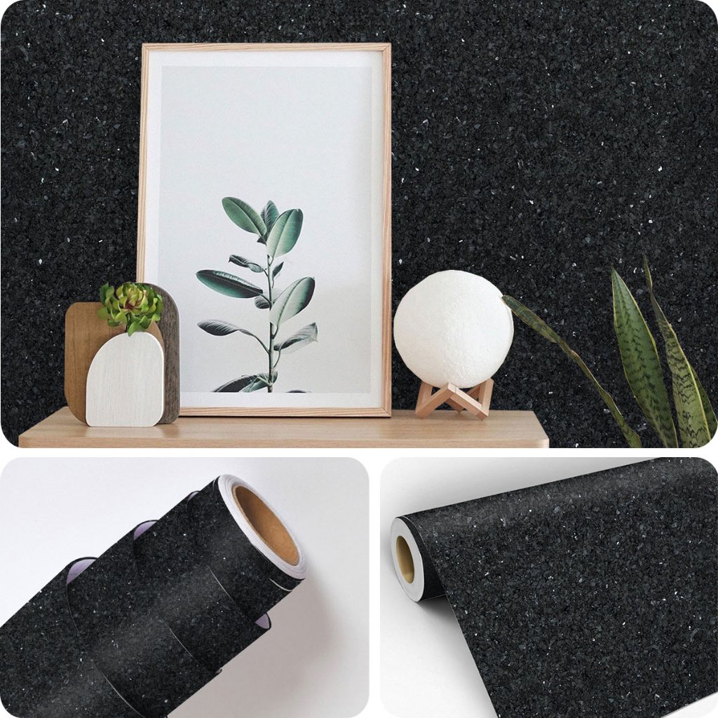 Papel de Parede Preto Mármore Granito Autoadesivo 50x2m – Impermeável p/ Banheiro e Cozinha em Oferta na Shopee