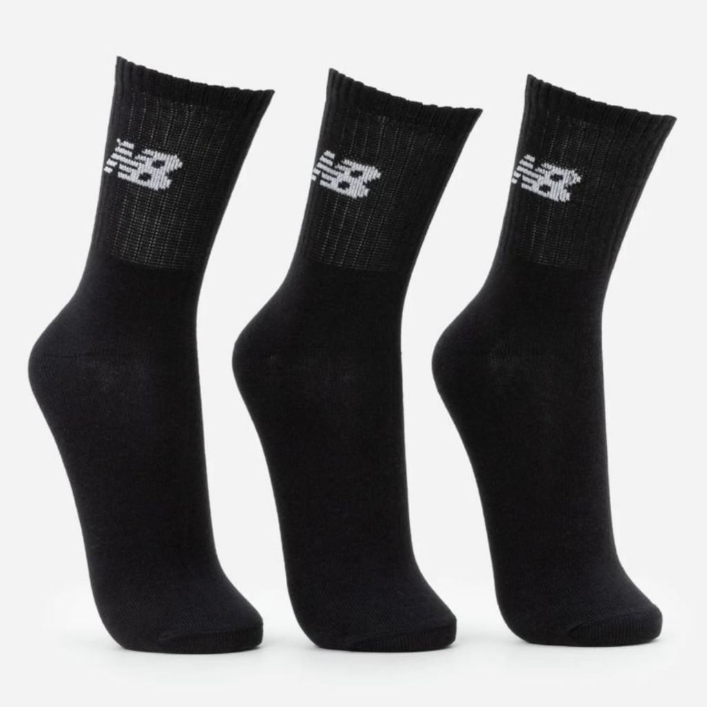 Kit Meia New Balance Cano Alto Logo C/ 3 Pares - Preto