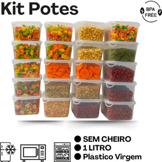 Kit  Potes Transparentes 1000ML 1L Organizador  Cozinha Marmita Reutilizável Microondas Vasilhas  Fitness Livre Bpa em Oferta na Shopee