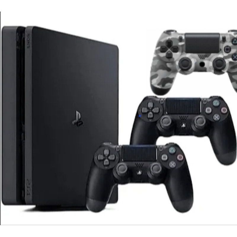PS4 Slim 500GB COMPLETO +Nota fiscal + 3 Controles + GTA 5 e 13 Jogos Digitais! C/ Caixa Original!