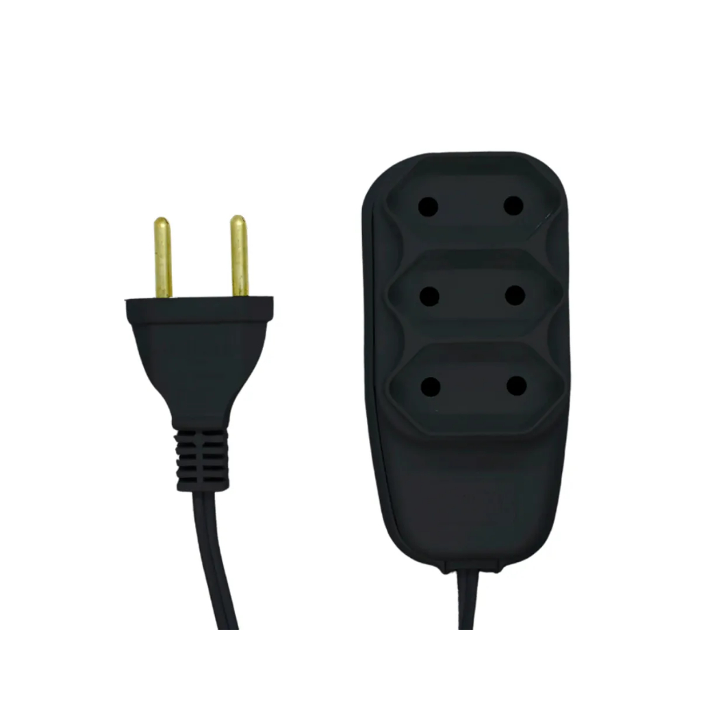 Extensão Fio Paralelo 02x75mm Preta 8m Compacta Ilumi Preto