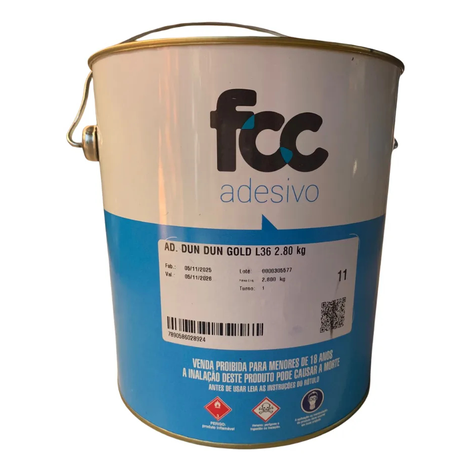 Cola de Contato Fcc Dun Dun 2,8Kg Forte Multiuso Grama Sintética Couro Madeir Sapateiro Tapeceir MDF