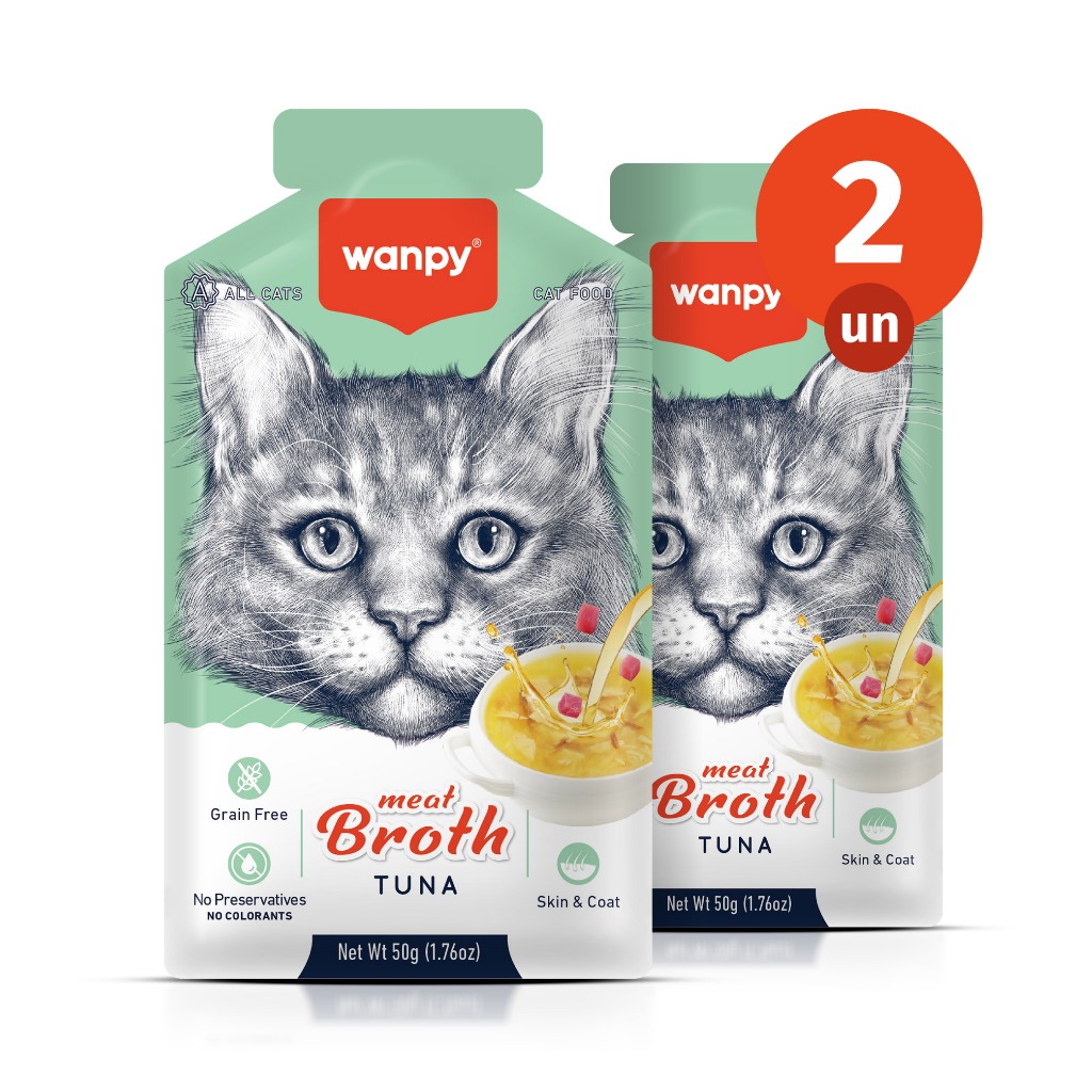 Kit 2 Truly Wanpy Petisco Sopa para Gatos Sabor Atum 50g em Oferta na Shopee