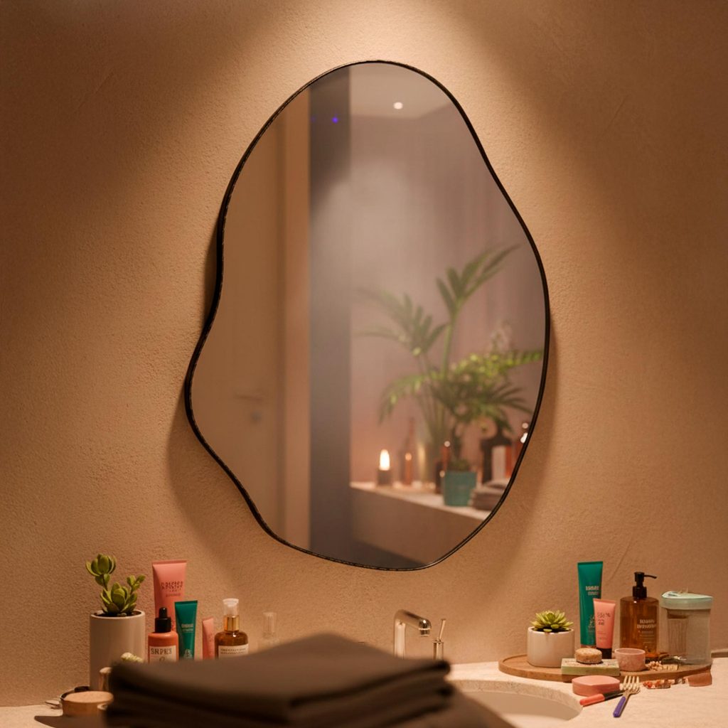 Espelho Orgânico Decorativo Rubi 110x60cm Lapidado Espelho para Banheiro Sala Quarto Escritório em Oferta na Shopee