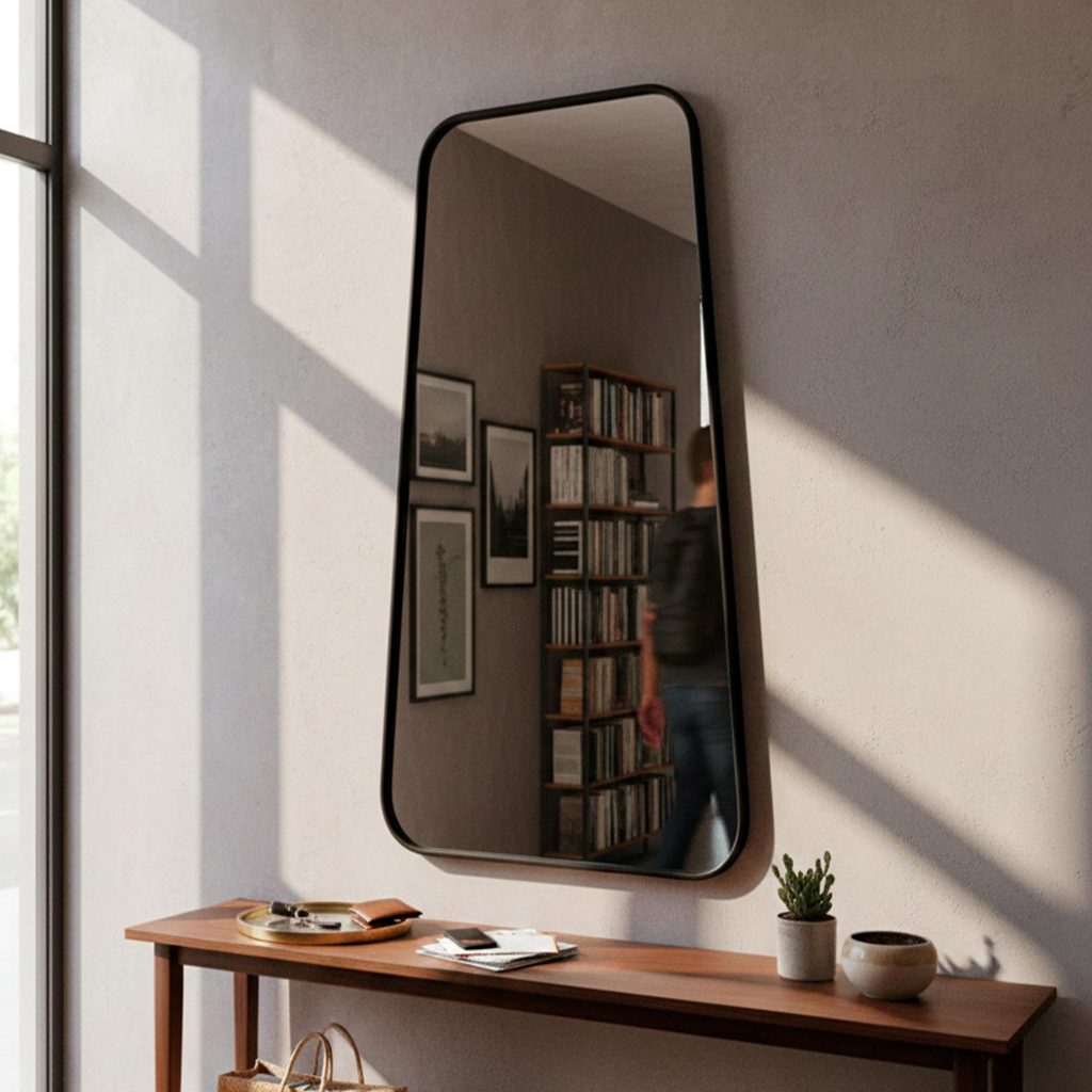 Espelho Grande Corpo Inteiro Geométrico C/ Moldura em Couro 3cm 110x60cm - Mod. Tetris em Oferta na Shopee