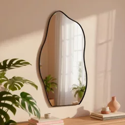 Espelho Grande Moldura em Couro 3cm de Chão Corpo Inteiro 110x60cm - Mod. Flame