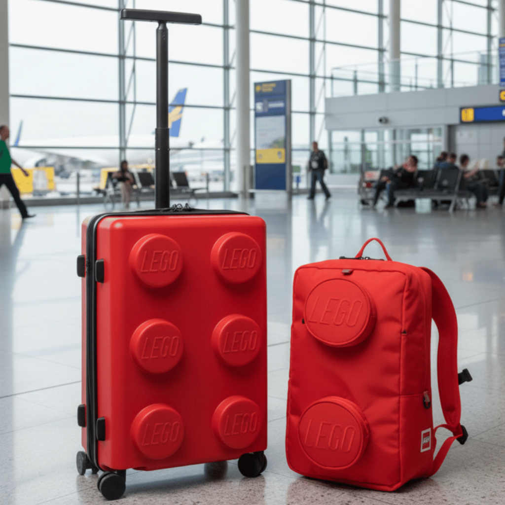Kit Viagem Conjunto Mochila Bordo E Mala Roda Dupla 360° Zíper Expansivel E Alça Lego Bricks Oficial