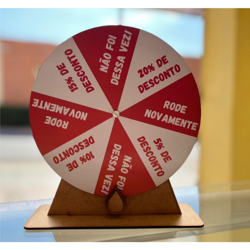 Roleta MDF Adesivada 20 e 30cm - Ideal para Sorteios de Brindes, Promoções de Vendas e Jogos Educativos