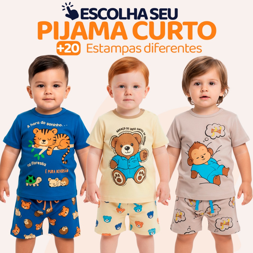 Pijama Curto Bebê Menino Confortável Roupa de Bebê para Dormir Pijama Verão Bebê Masculino do 1 ao 10 l06