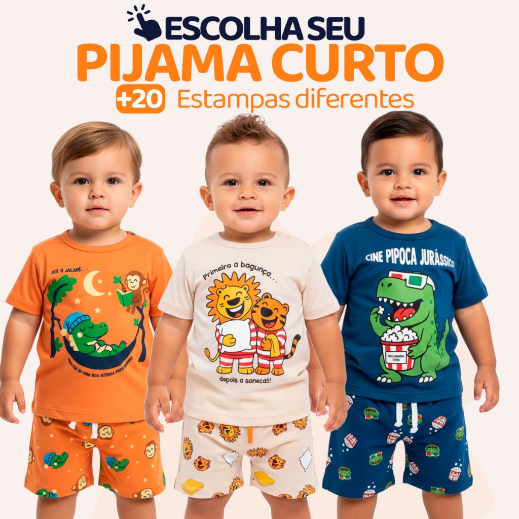 Pijama Curto Bebê Menino Confortável Roupa de Bebê para Dormir Pijama Verão Bebê Masculino do 1 ao 10 l06