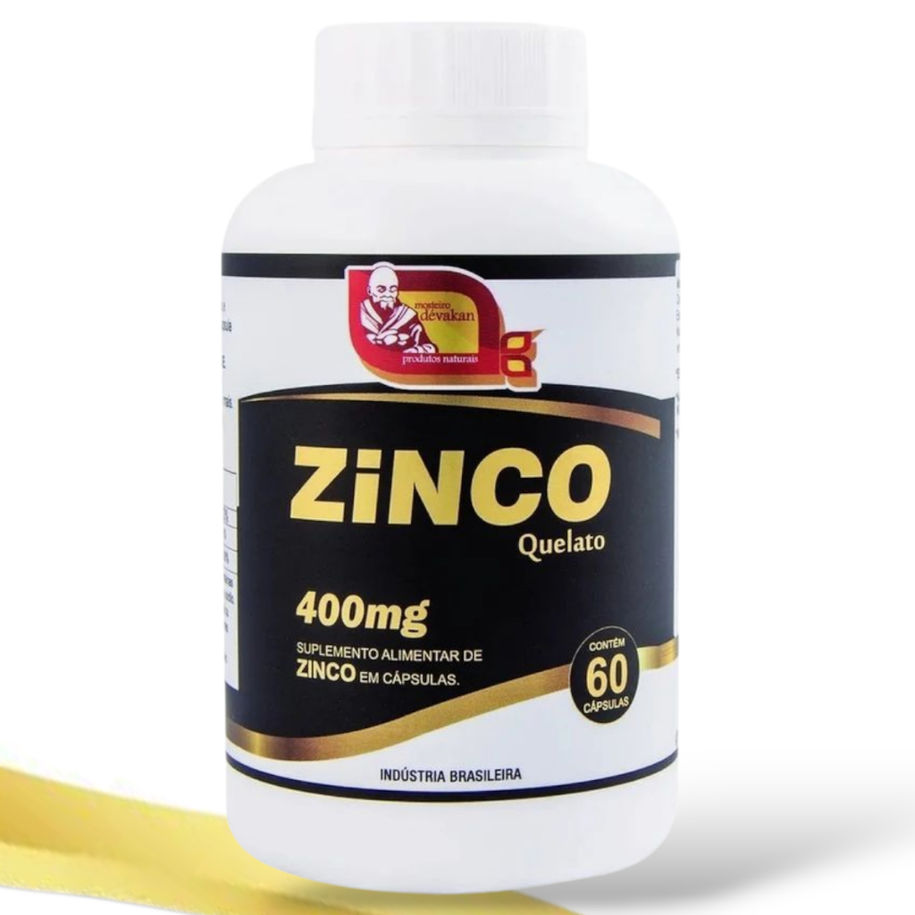 Zinco Quelato 60 Cápsulas 400mg Suplemento Mosteiro Dévakan Alta absorção