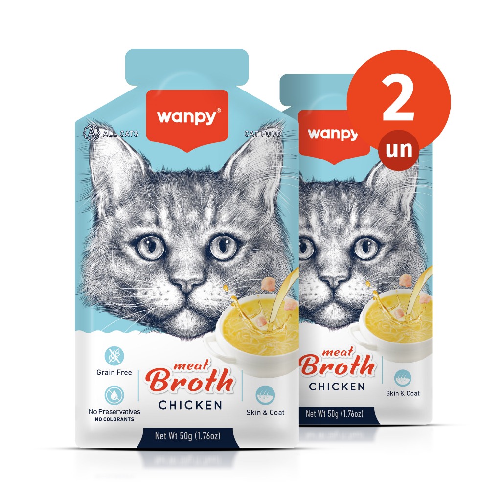 Kit 2 Truly Wanpy Petisco Sopa para Gatos Sabor Frango 50g