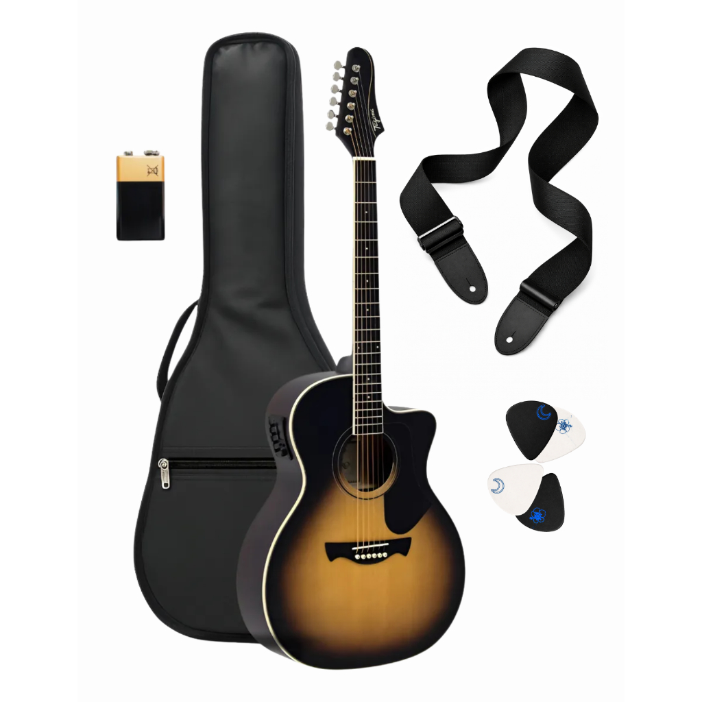 Violão Tagima Rio Negro Vsb Vintage Sunburst Cutaway Destro Okoume Kit