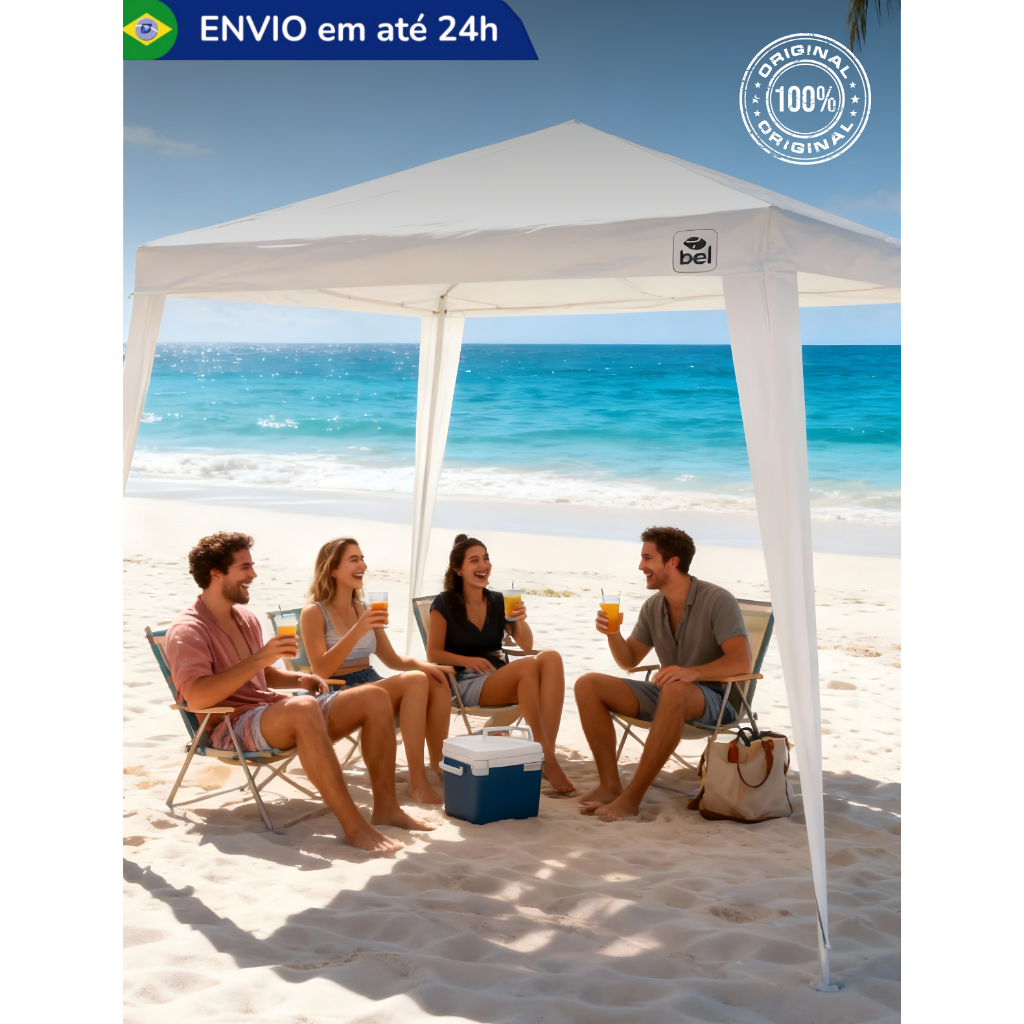 Tenda Gazebo 2x2 Desmontável Fácil de Montar Reforçada Praia Quintal Jardim Proteção Uv Branca