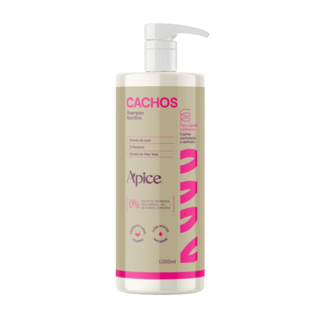 Shampoo Cachos Apice 1000ml Nutrição Promove cachos limpos macios leves e nutridos N