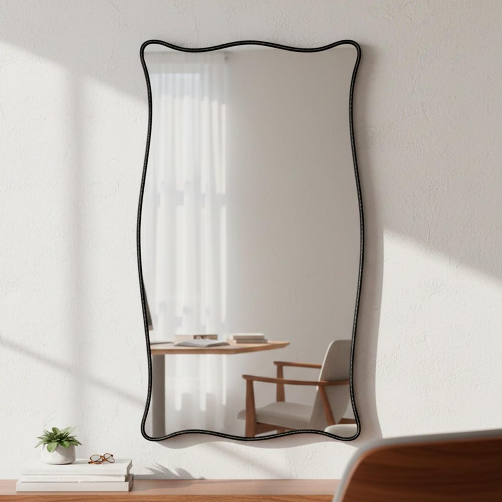 Espelho Grande do Pinterest Retrô Corpo Inteiro 110x60cm Moldura Couro 3cm - Mod. Paris em Oferta na Shopee