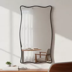 Espelho Grande do Pinterest Retrô Corpo Inteiro 110x60cm Moldura Couro 3cm - Mod. Paris
