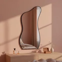 Espelho Grande do Pinterest Retrô Corpo Inteiro 110x60cm Moldura Couro 3cm para Banheiro Mod Curves