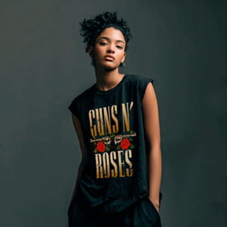 Camiseta Regata Feminina Oversized Muscle Guns N' Roses Flowers Banda Hard Rock Street em Oferta na Shopee