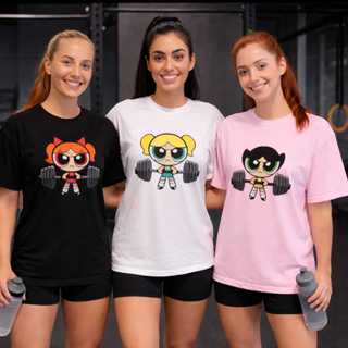 KIT 3 Camisetas Blusão Feminino Roupa de Academia Fitness Meninas Super Poderosas Camisa Treino em Oferta na Shopee