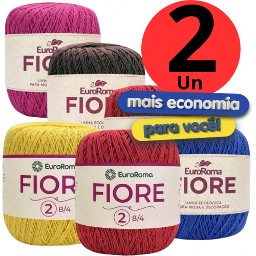 Kit 2 unidades Linha Fiore da Euroroma (Mesma espessura Anne) - 500m - Crochê / Vestuário / Tricô / Amigurumi